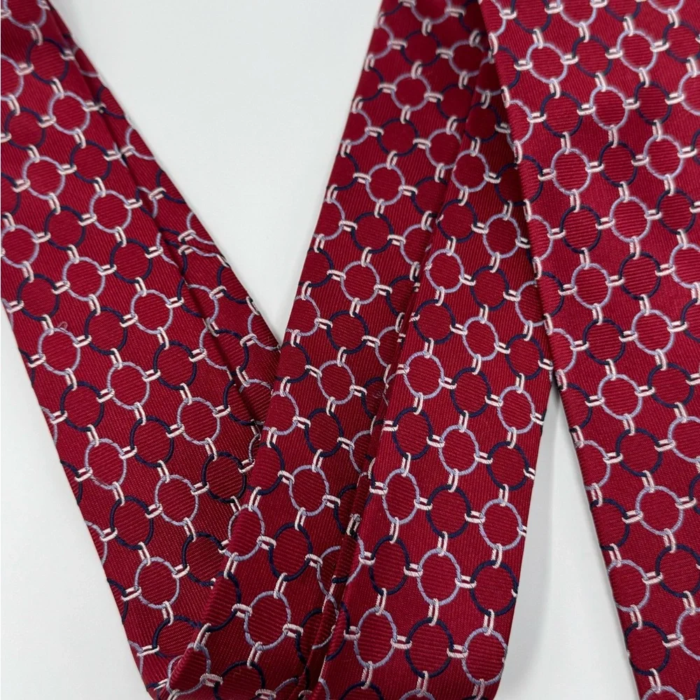 JS Blank & Co Neck Tie, silk. circle, chain, geometric, abstract, preppy, skinny